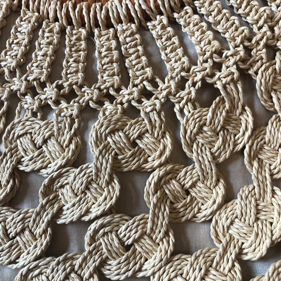 Vintage Macrame Toyo and Wooden Handle Purse - Picture 2 of 9